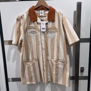 PUMA Kidsuper Graphic Collared Short Sleeve Button Up Shirt Mens Size L  Casual